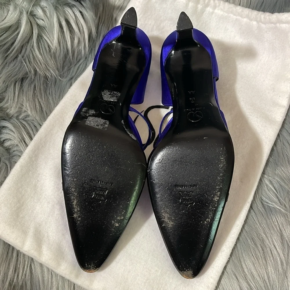 St. John Satin Heels Vintage 80’s 90’s in Blue Violet Crystal size 7.5